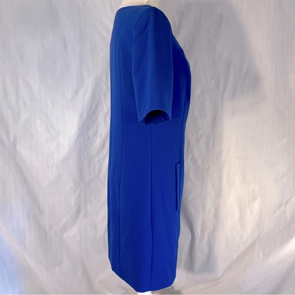 The Limited Royal Blue Short Sleeve Crew Neck Lined Knee  Length Sheath Dress 4 - Picture 4 of 11